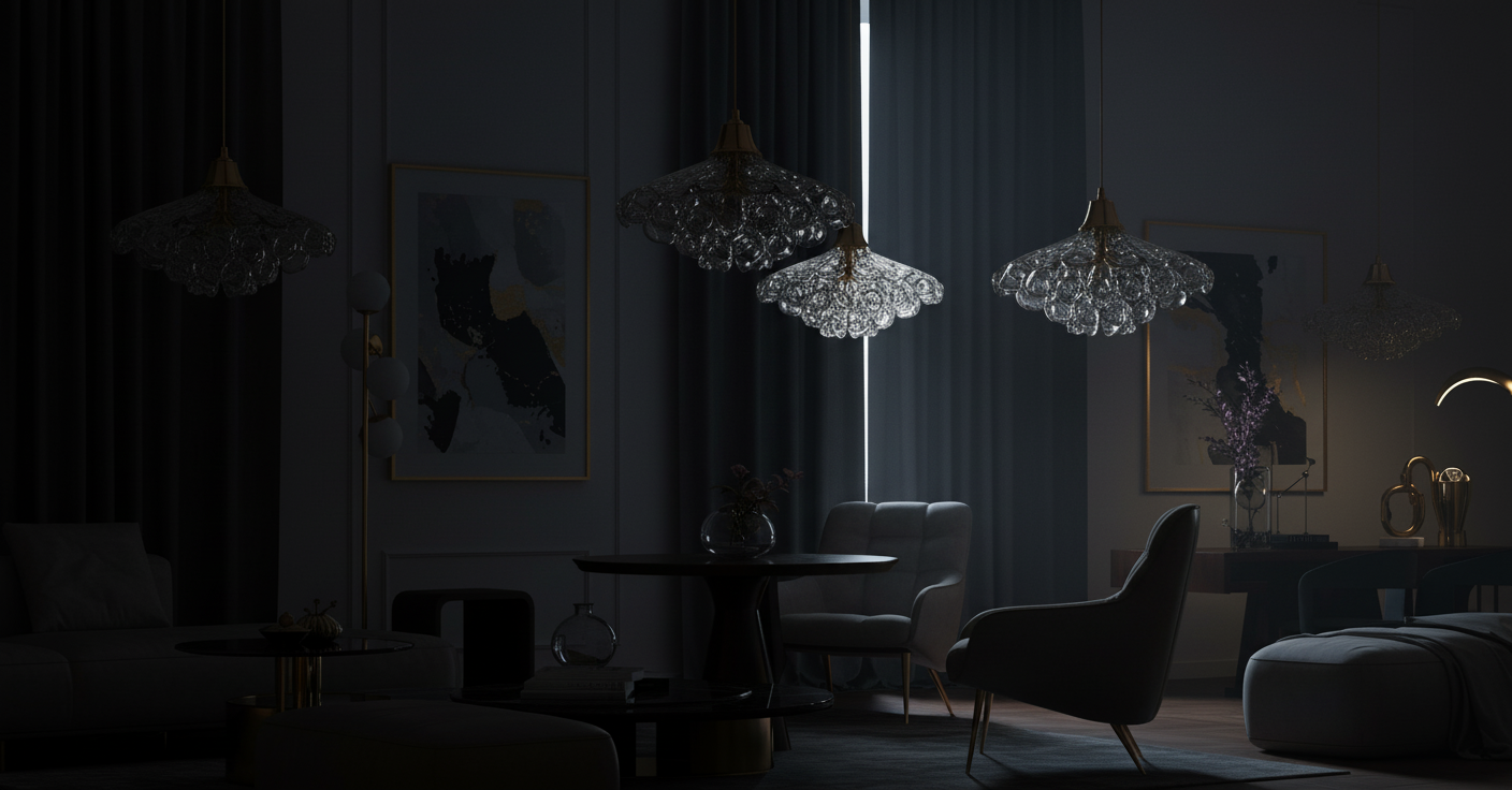 Luxurious Living Room with DUA lighting fixtures off